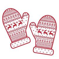 Warm winter mittens with Scandinavian ornament vector