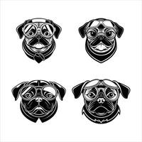 Bold Pug with Aviator Sunglasses vector