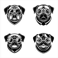 Stylized Pug with Sunglasses vector