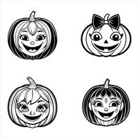 Smiling Spooks Halloween Girl in Style vector