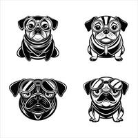 Aviator Glasses on a Pug vector