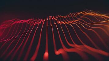 Background with a smooth flowing warm golden colored fractal wave of glowing light beams rippling towards the camera. This abstract technology animation is full HD and a seamless loop. video
