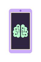 Brain with chips on the smartphone screen. Concept of health and artificial intelligence. Isolated illustration. vector