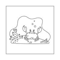 crab Contour Coloring book. Character in children's style. Isolated illustration. vector