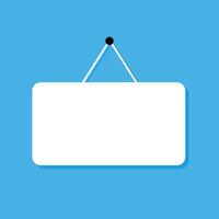Flat blank signboard. Hanging white banner with place for text. vector