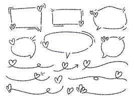 handdrawn heart decoration, speech bubble, decorative line and arrows, and decorative lines vector