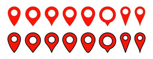 pin address icon. simple place point pins set illustration symbol vector