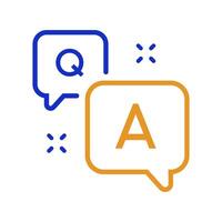 Question Answer bubbles line icon. Ask help sign. Faq and QnA symbol vector