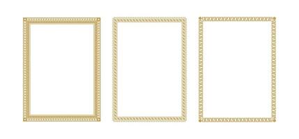 Decorative Ornament Square Frame Set. Simple Gold Line border Design vector