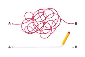 Complex and easy simple way from point A to B illustration. vector