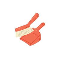 Dustpan and brush icon in flat color style. Cleaning service vector