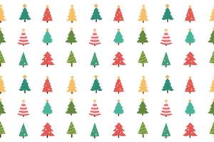 Seamless pattern with Christmas trees and stars. Flat illustration. vector