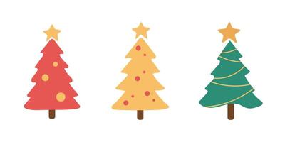 Christmas tree icon set isolated on white background. Flat design. vector
