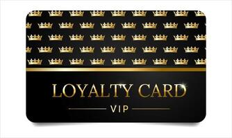 luxury loyalty card in gold style with crown pattern vector