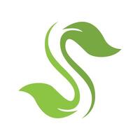A green leaf logo with a white background vector