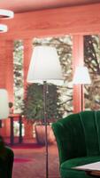 Empty modern psychotherapy office equipped with high end furniture and plants, professional comfortable space used for healing clients. Mental health issues counseling session. video