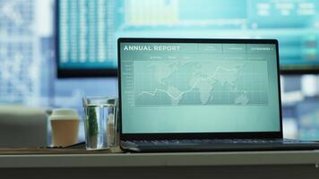 Professional high end office environment designed for business success, business people can collaborate and analyze data on screens. Planning enterprise growth with cutting edge technology. video