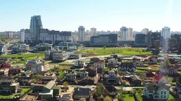 View from the height of the Drozdovsky district and Pobediteley Avenue in Minsk.Belarus video
