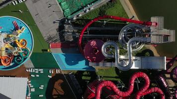 Top view of an indoor water Park with slides and a swimming pool in Minsk.Belarus video