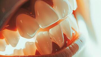 A close up of a mouth with teeth photo