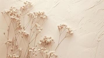 A painting of dried flowers on a wall photo