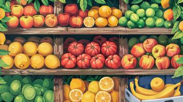 A fruit and vegetable display in a store photo