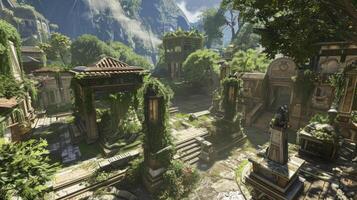 The game's jungle is filled with trees and plants photo