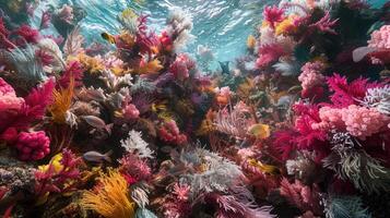 A coral reef with many different types of coral photo
