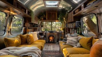 The inside of a vintage airstream photo