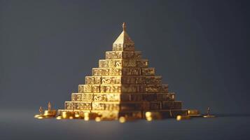 Gold pyramid with coins on top photo