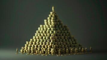 A pyramid made out of gold coins photo