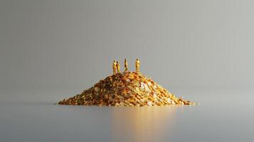 A pile of gold coins on top of a mountain photo