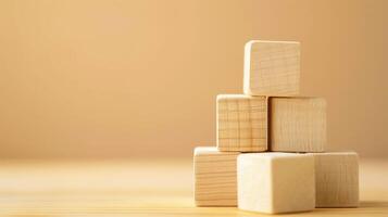 Wooden blocks stacked on top of each other photo