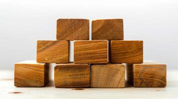 A pile of wooden blocks on a table photo