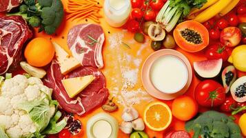 A bunch of different fruits and vegetables on a table photo