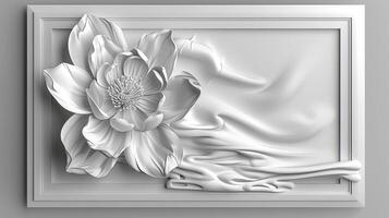 3d rendering of a flower in a white frame photo