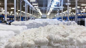 A large room filled with white blankets photo