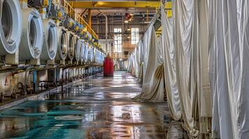 A long line of white curtains photo