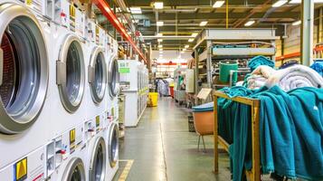 Laundry room with washing machines and dryers photo