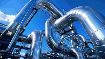 Pipes and valves in a steel plant photo