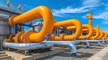 Pipes and valves in a gas plant photo