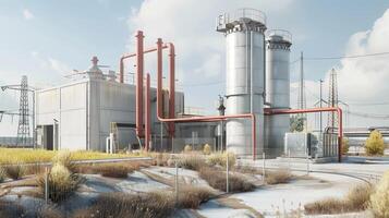 The industrial plant is shown in this 3d rendering photo