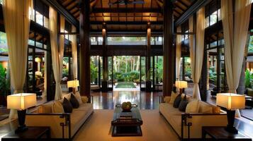 A large room with a lot of windows and a lot of furniture photo