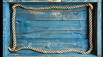 A wooden frame with rope on it photo