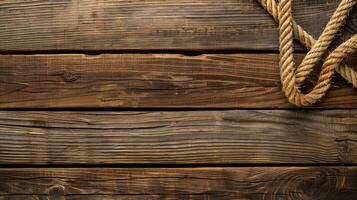 A rope tied to a wooden plank background photo