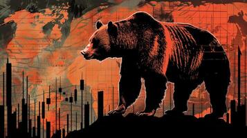 A bear standing on top of a mountain with a chart photo