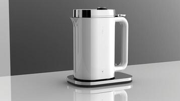 A white electric kettle on a table photo