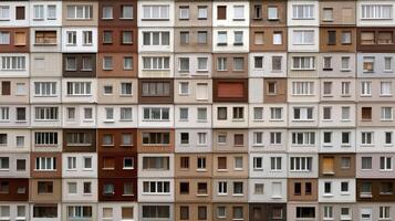 A large number of windows in a building photo