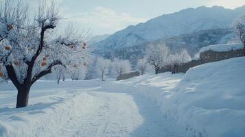 A snowy mountain range photo