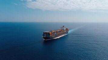 A container ship traveling across the ocean photo